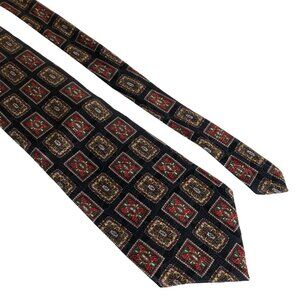 Wembley Silk Tie Geometric Black Red Mens Necktie Office Work Formal Gift USA